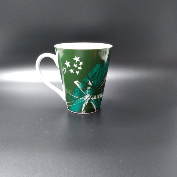 Starbucks 2014 Mug 13 oz Green Stars Tea Cup Cafe Holiday - Picture 3 of 5
